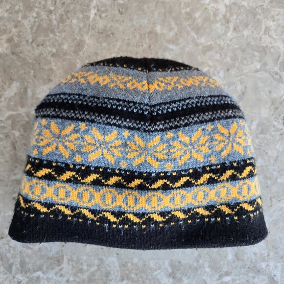 L.L. Bean  Kids/Youth Reversible Beanie Ski Hat Black Gray Yellow Size OS - Picture 3 of 5